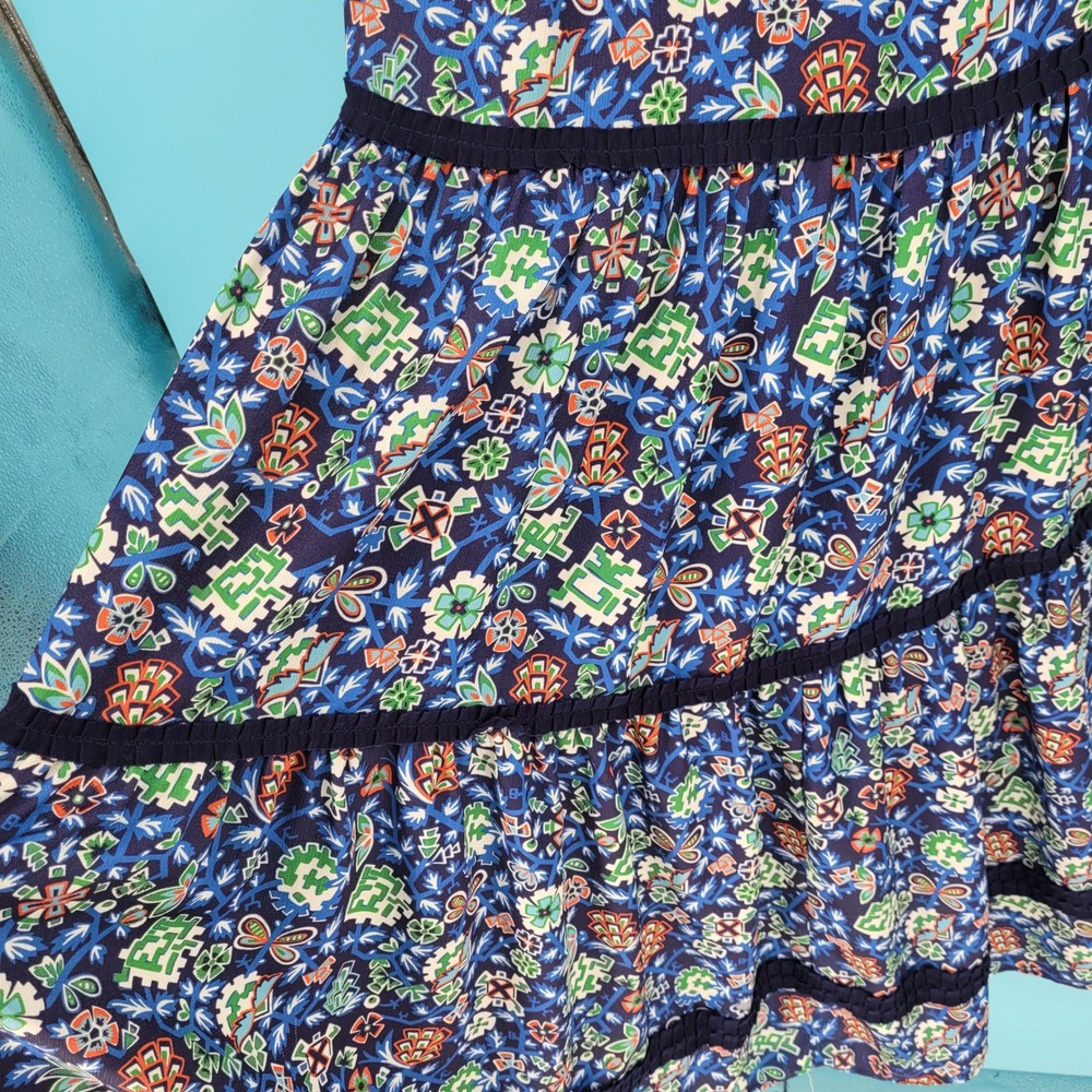CK Bradley Whirlwind Navy Blue Floral Fleck Tiered Annabelle Maxi Dress S boho - Picture 9 of 12